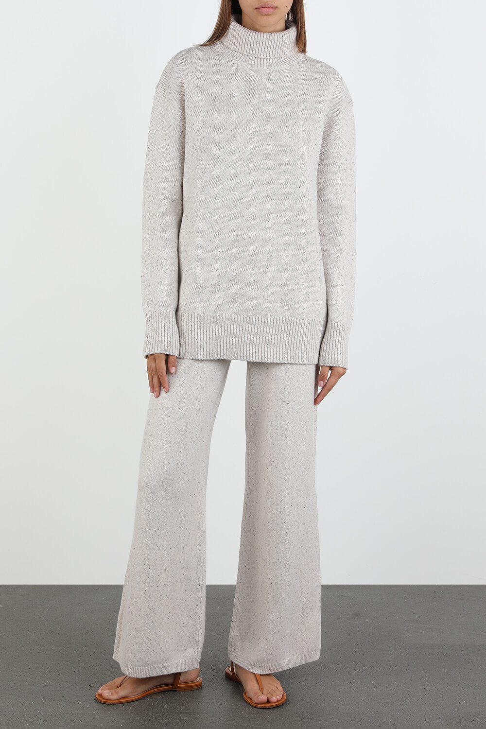 High Neck Tweed Knit Jumper in Black image number null JOSEPH